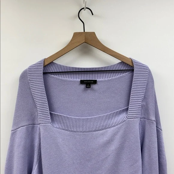 Ann Taylor Chunky Knit Square Neck Pullover Sweater Lilac Purple XL - Picture 3 of 9